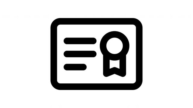 certificate animated Line Icons Premium 4K, Modern Minimal Outline Motion Graphics Collection