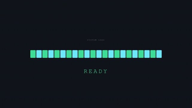 Modern Pixel Loading Bar Directional Wave Ready Reveal Seamless Loop