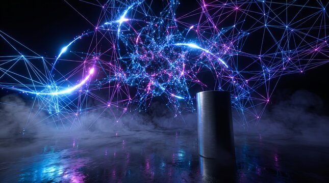 A tangled 3D web towers above its pedestal