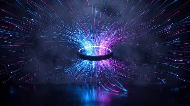 Black ring erupts with 3D filament sparks