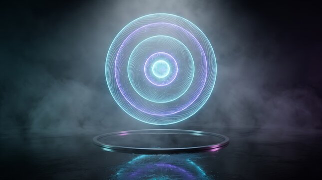 Radiating 3D light rays form a ring above its base