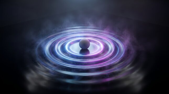 A dark sphere spins inside a 3D halo of rings