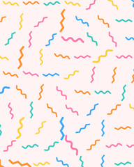 Obraz premium Colorful Wavy Lines Seamless Pattern for Textile and Gift Paper