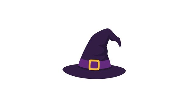 Witch hat animated magical wizard cap bouncing and wiggling gently on 4k clean white background