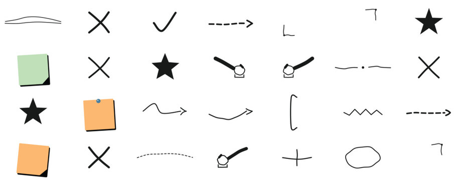 Flat vector icons set with various symbols and shapes