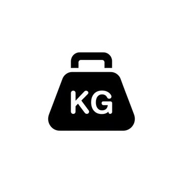 Black kilogram weight icon for fitness and measurement
