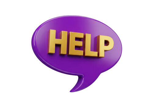 Speech bubble with help text in bright yellow