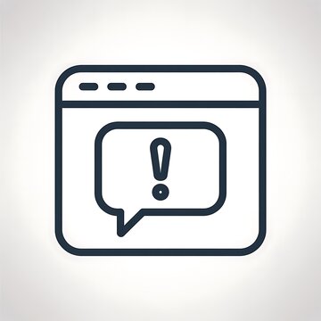 Browser window icon with an exclamation mark speech bubble