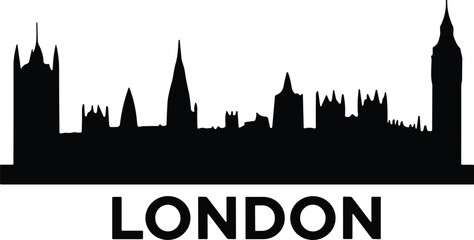 Fototapeta premium London City Skyline Silhouette with Iconic Architecture and Bold Typography