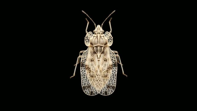 lace bug close up walking isolated on black background studio macro in north america video