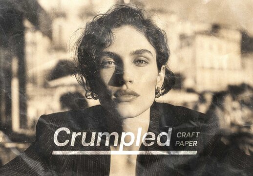 Crumpled Craft Paper Photo Effect For Poster And Social Media Design