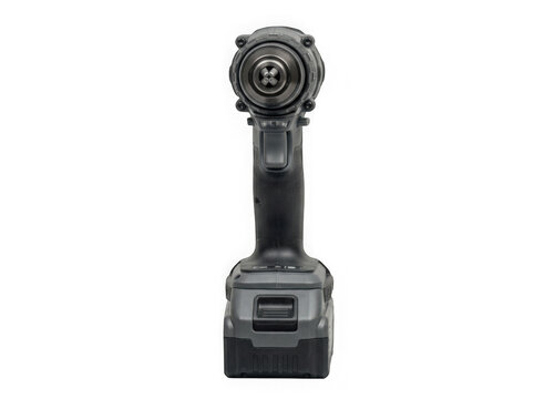 black cordless impact wrench power tool for mechanic isolated on transparent background