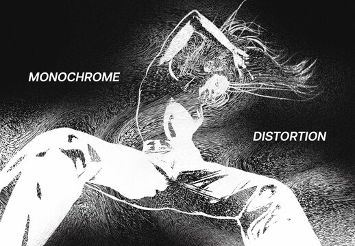 Monochrome Distortion Photo Effect For Poster And Social Media Design