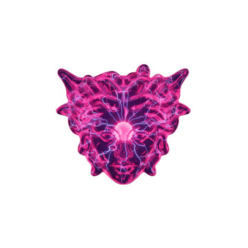 Surreal Abstract Face with Glowing Pink Plasma Energy