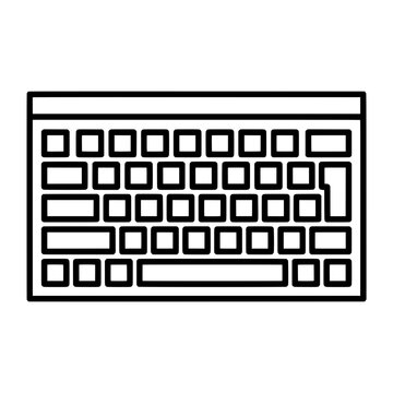 Computer keyboard with rows of keys and spacebar outline line art vector icon