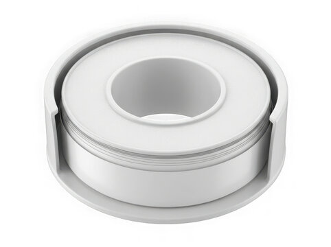 roll of white teflon ptfe thread seal tape plumbing isolated on transparent background