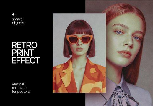 Vertical Retro Halftone Magazine Effect For Poster And Print Design