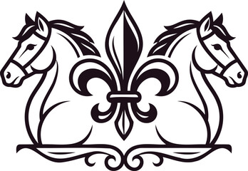 Heraldic horses and fleur de lis emblem vector illustration with heraldic © MD