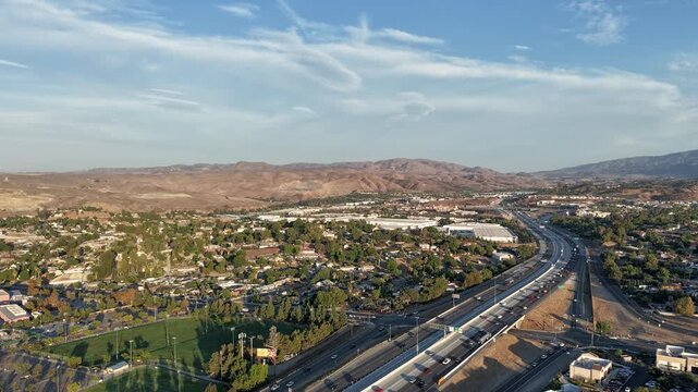 Aerial Timelapse of California Traffic Congestion in the early Evening on a Typical Friday. Interstate 15 Southbound toward San Diego.