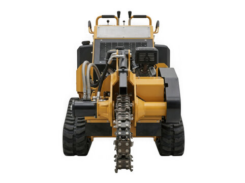 track trenching machine heavy construction earthmoving equipment isolated on transparent background