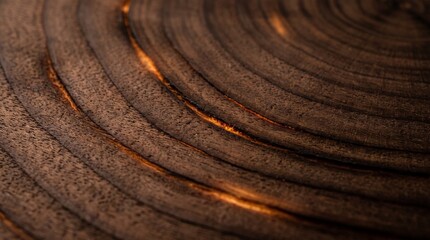 Naklejka premium Close-up of rich dark walnut wood grain texture with warm natural lighting and smooth finish