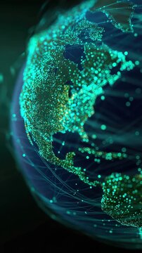 digital planet earth worldwide network communication concept vertical video