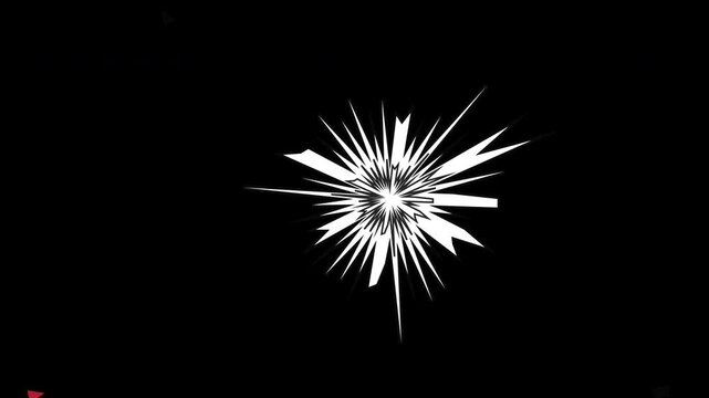 Abstract white explosion burst effect on a solid black background representing digital data flashes or system security signals