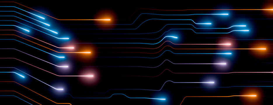 Abstract glowing lines and light trails on a dark background