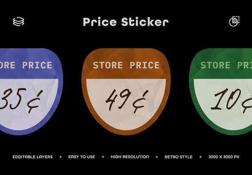 Vintage Price Sticker No 9 For Packaging And Branding Design