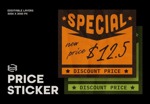 Vintage Price Sticker No 13 For Packaging And Branding Design