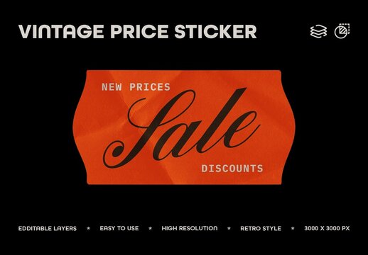 Vintage Price Sticker No 19 For Packaging And Branding Design