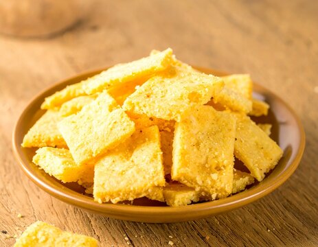 Traditional Golden Cake Rusk Pieces on a Decorative Plate