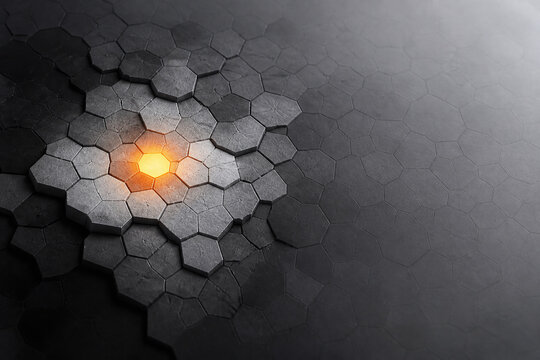 Glowing hotspot in abstract hexagonal risk heatmap