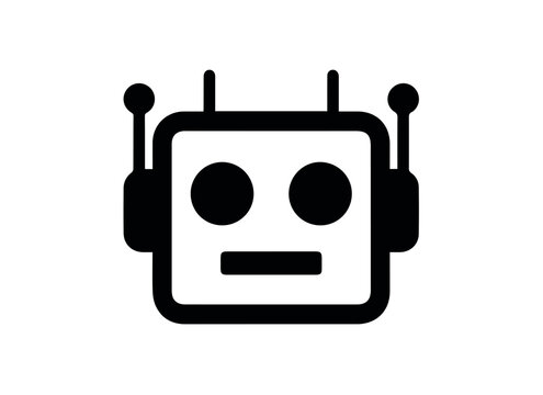 Robot head icon vector for artificial intelligence, chatbot, automation, and modern technology isolated on white background