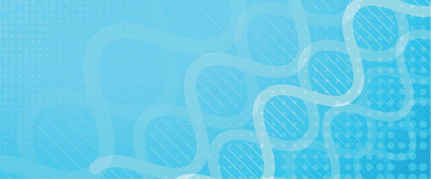 Halftone DNA helix and strands structure, connected neural web. Science and technology
