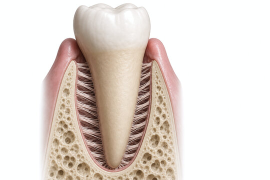 Periodontal Ligament Supporting Tooth Root In Jawbone