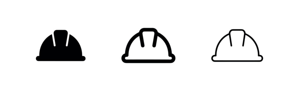 Construction Hard Hat Icon Set for Safety and Engineering