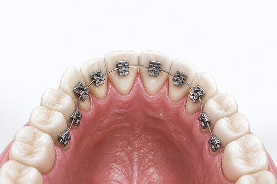 Lingual braces on inner teeth orthodontic illustration