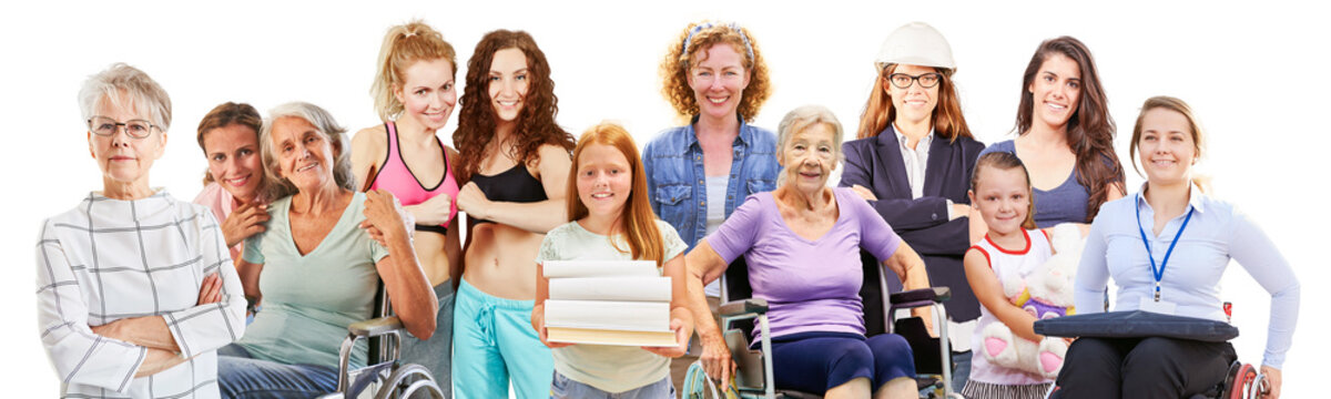 Frauen vieler Generationen in einer Portrait Collage