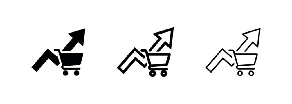E-commerce Sales Growth and Shopping Cart Trend Icon Set