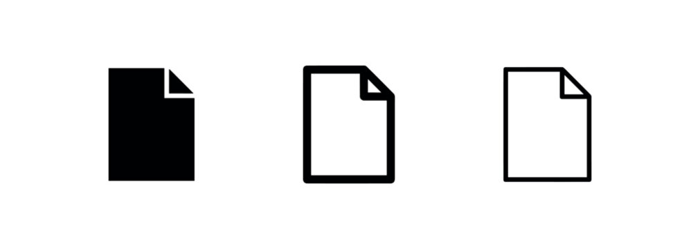 Blank Document File and Paper Page Icon Set