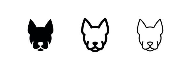 Fototapeta premium Alert Dog Face Head Pet Icon Set