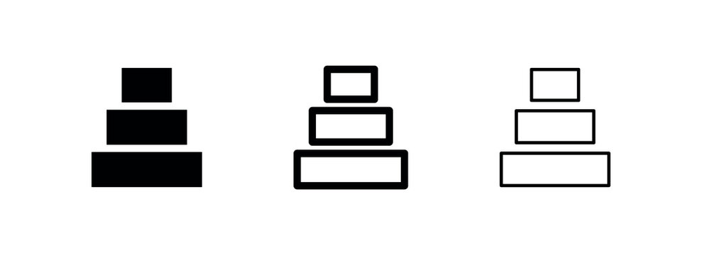 Stacked Pyramid Blocks Icon Set