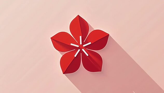 Red Geometric Flower Symbol on Pink Background