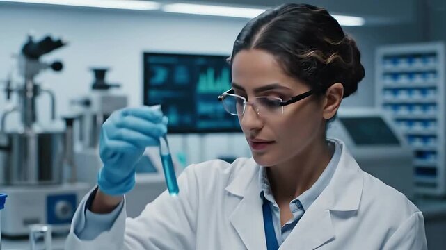 Scientist Examining Sample in Research Laboratory