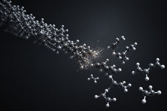 Polymer chain scission forming hydrocarbon fragments