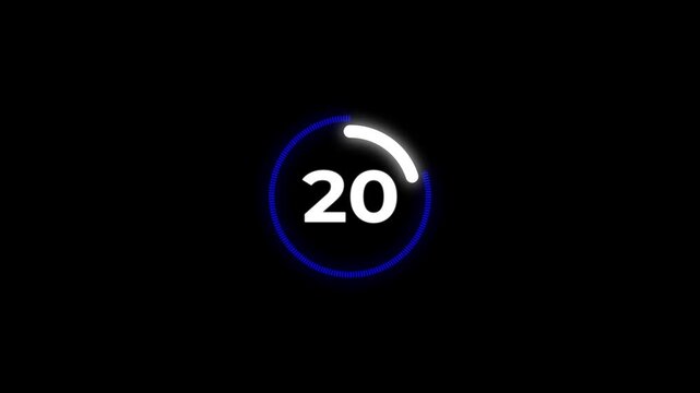 25 seconds countdown, Analog of simple clean timer motion graphic with text numbers. 25 to 0 seconds countdown timer with analog clock icon animation on transparent backgr