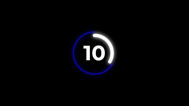 15 seconds countdown, Analog of simple clean timer motion graphic with text numbers. 15 to 0 seconds countdown timer with analog clock icon animation on transparent background
