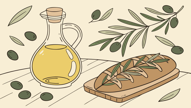olive, oil, decanter, bottle, glass, virgin, extra, organic, branch, branches, leaves, fresh, bread, rosemary, board, wooden, Mediterranean, cuisine, food, cooking, healthy, natural, ingredient, gastr