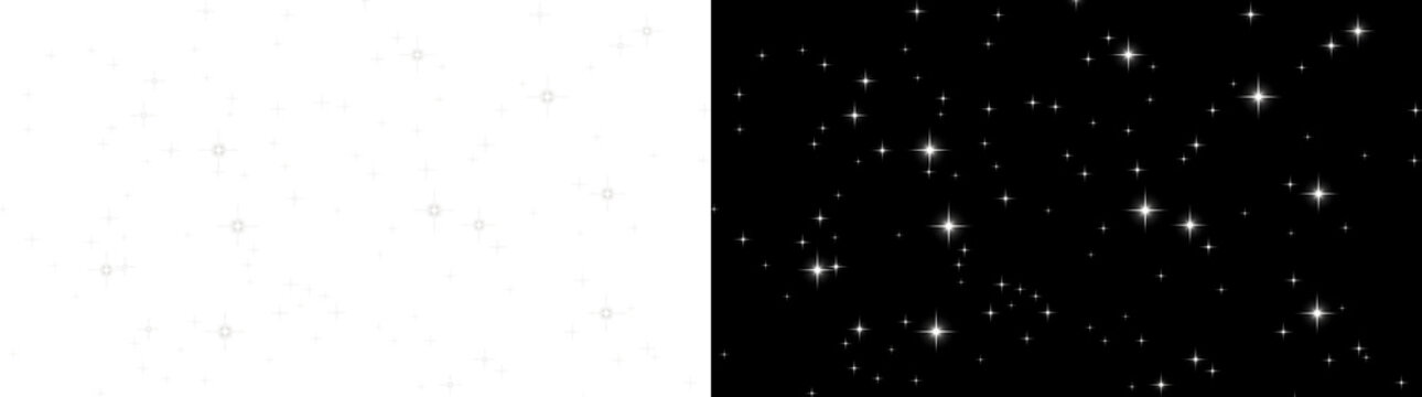 Twinkling white star field pattern scattered across night sky perfect for celestial backgrounds in PNG, Transparent and Black Background Versions